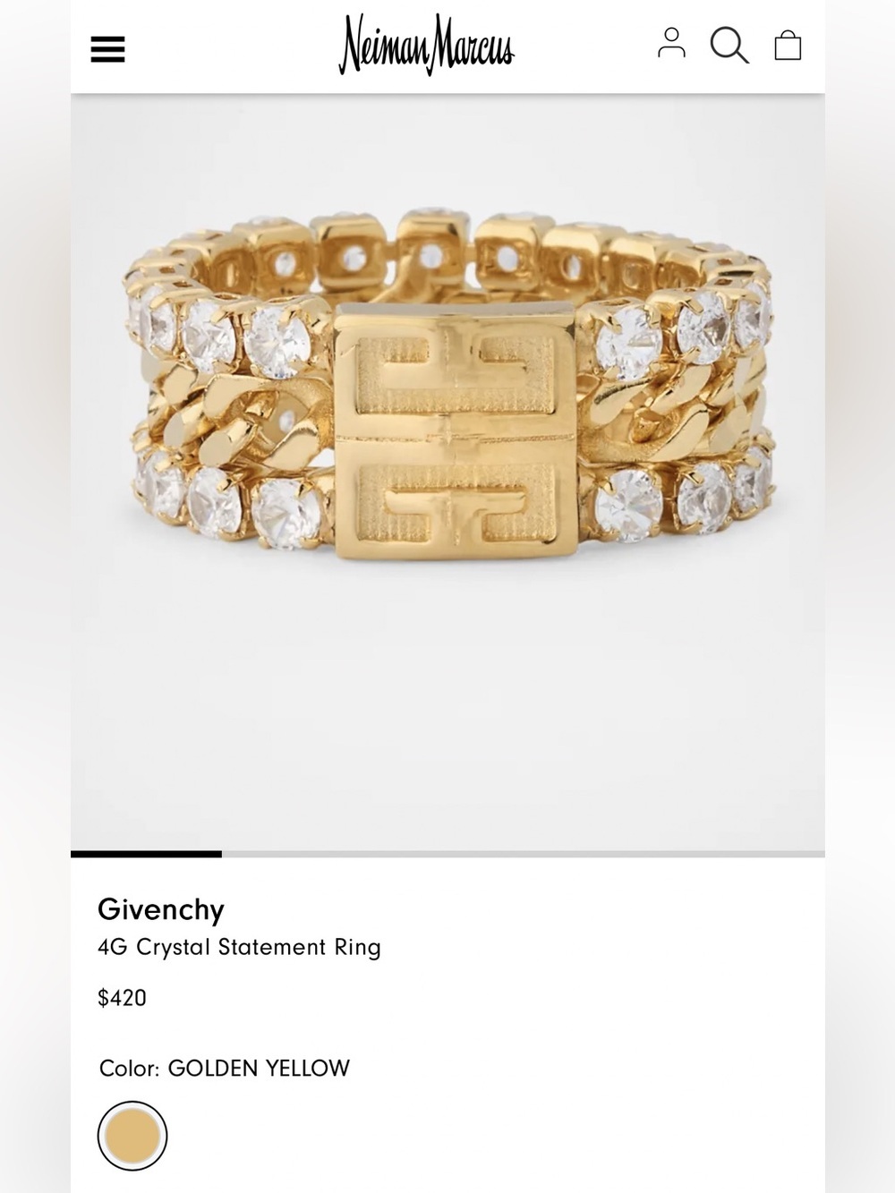Givenchy 4G Crystal Statement Ring Gold - Picture 7 of 8